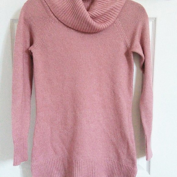 Pink Raglan Longline Split Hem Turtleneck Sweater - Picture 4 of 11